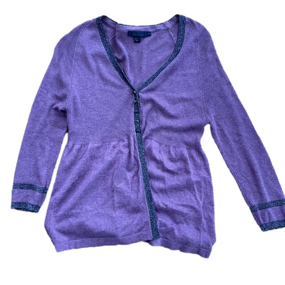 Boden Cardigan Sweater Purple Cotton Size 10